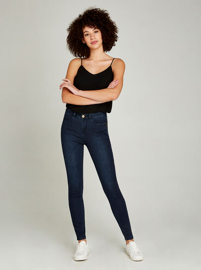Blue Skinny Biker Look Jeans