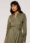 Utility Shirt Midi Dress, Khaki, large