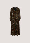 Ikat Chiffon Tiered Maxi Dress, Khaki, large