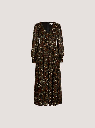 Ikat Chiffon Tiered Maxi Dress