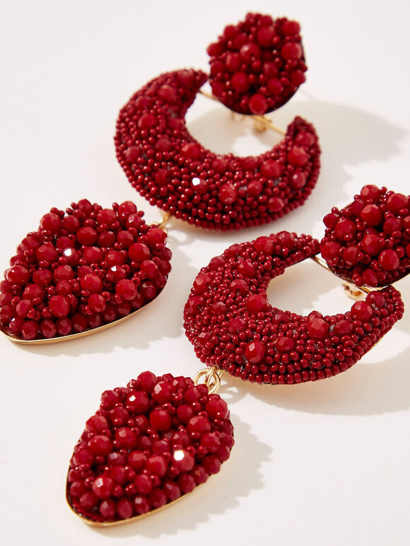 Oxblood Moon Earrings, Red, large