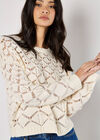 Diamond Pointelle Boxy Jumper, Cream, large
