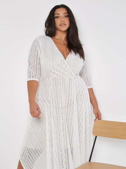 Curve Lace Wrap Midi Dress