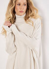 Roll Neck Fringe Poncho Jumper, Cream, large