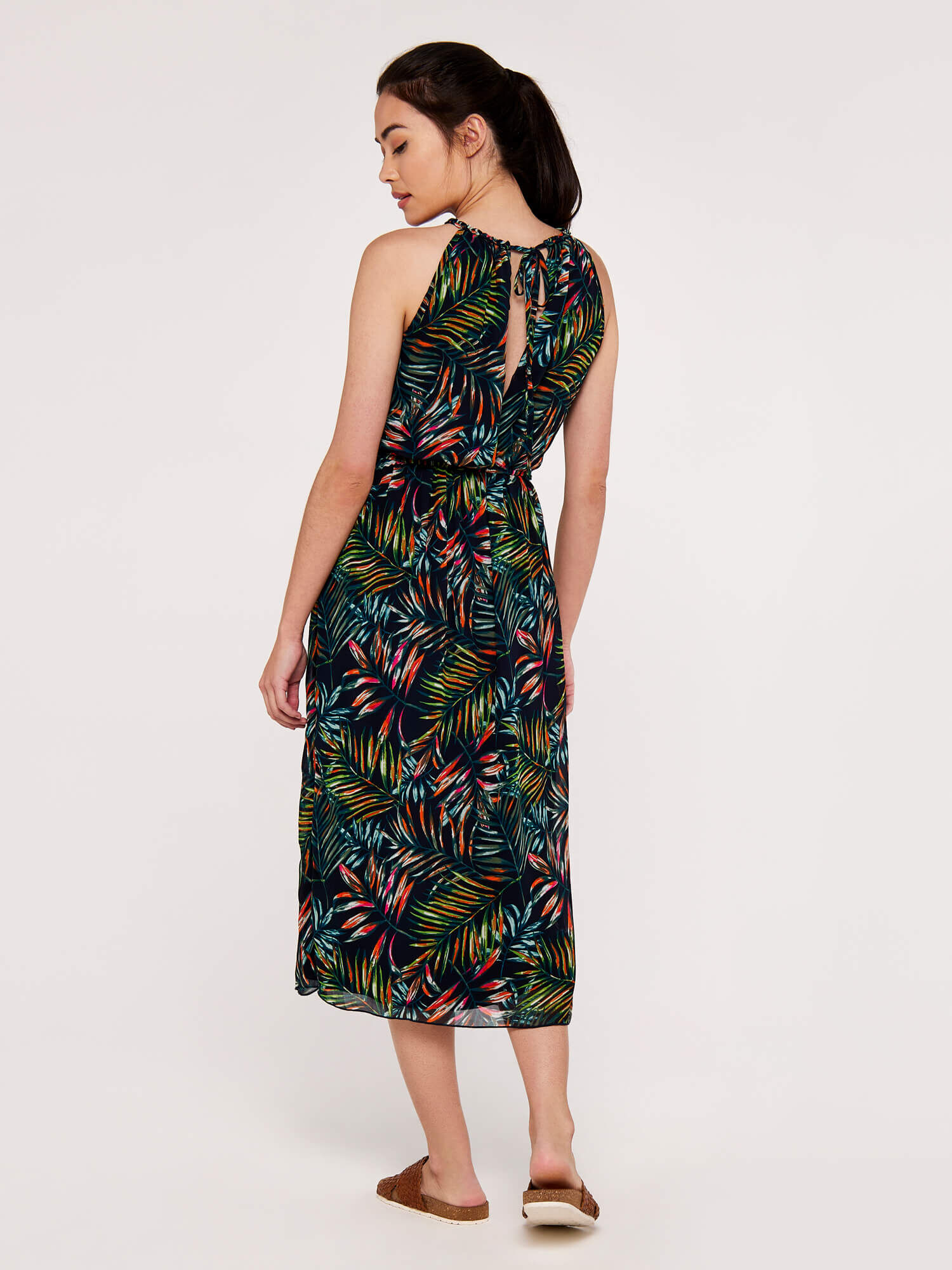 Apricot tropical best sale palm dress