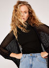 Wavy Cocoon Cardigan, Black, large