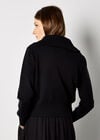 Double Zip Ribbed Knit Cardigan, Black, large