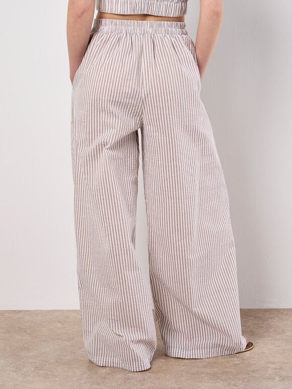 Stripe Wide Leg Trousers, Stone, large