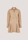Wrap Shirt Mini Dress, Stone, large