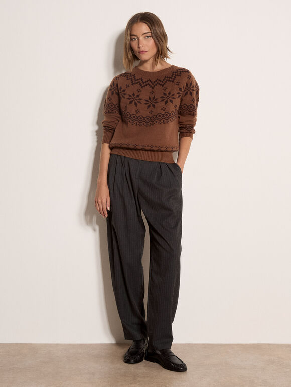 Fair Isle Soft Knit Jumper, Rust, large