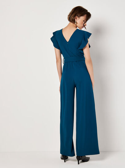 Ruffle Sleeve Jersey Jumpsuit