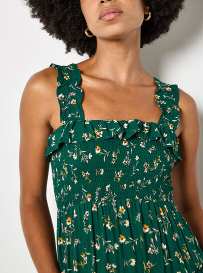 Ditsy Floral Smocked Maxi Dress