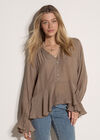 Textured Peplum Hem Blouse, Stone, large