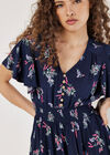 Botanical Floral Smocked Midi Dress, Navy, large