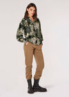 Animal Patchwork Print Blouse, Khaki, large