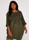 Curve Leopard & Zebra Cocoon Dress, Khaki, large