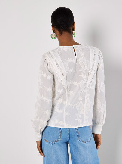 Cotton Embroidered Ruffle Shirt