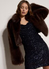 Sequin Ruched Cami Mini Dress, Navy, large