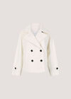 Tailored Short Peacoat Jacket, Cream, large