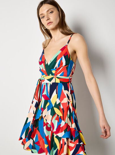 Colour Block Tiered Cami Mini Dress