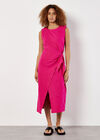 Cotton Wrap Midi Dress, Fuchsia, large