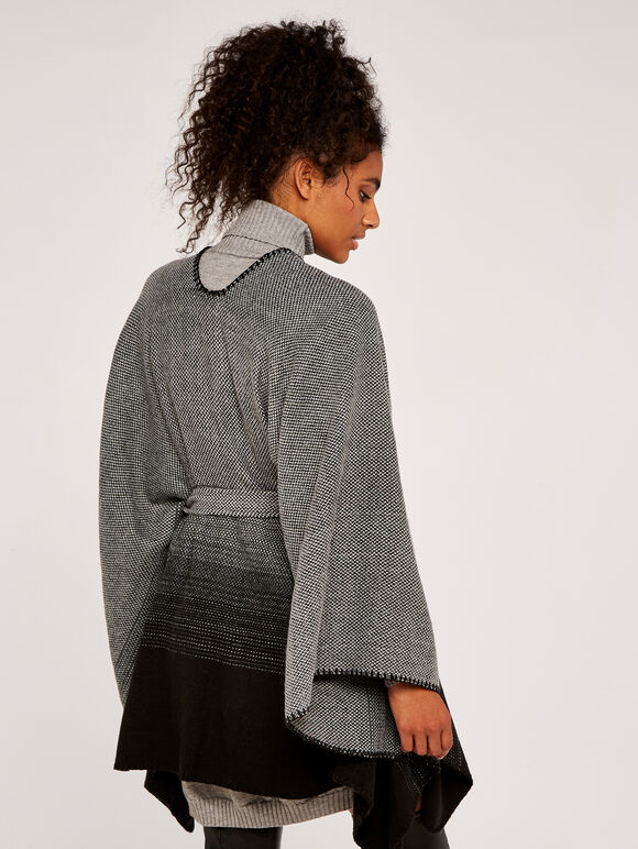 Herringbone Ombre Blacket Cape, Grey, large