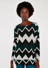 Chevron Oversized Top, Green, large