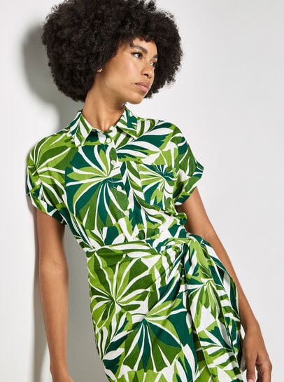 Tropical Leaf Print Shirt
