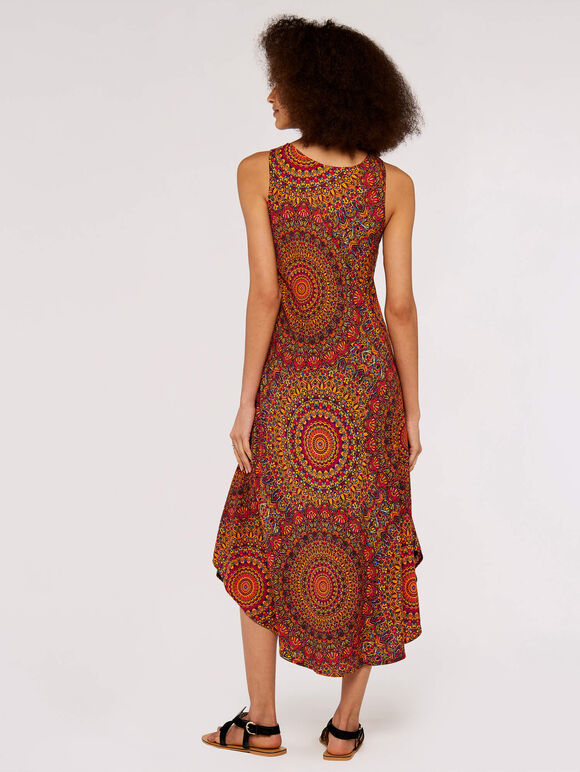 Moroccan Mandala Midi  Dress, Red, large