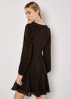 Chiffon Polka Dot Mini Dress, Black, large