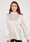 Jacquard Lines High Neck Long Sleeve Top, Light Grey / Silver, large