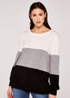 Colourblock Ribbon Back Jumper, Black, large