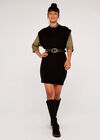 Sleeveless Knit Dress, Black, large