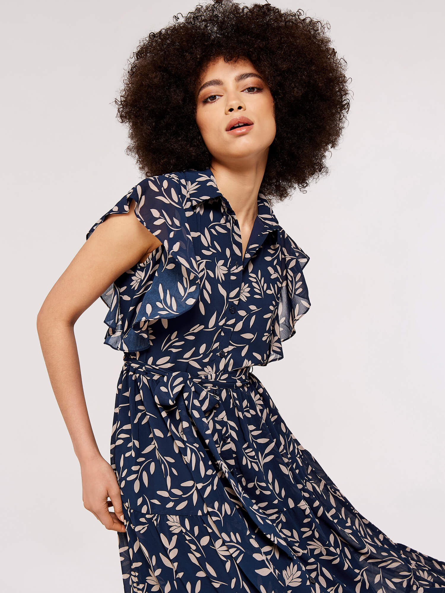 Frill sleeve midi dress online