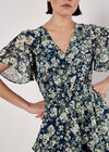 Blurred Floral Tiered Mini Dress, Navy, large