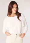 Batwing Sleeve Studded Jumper, White, large