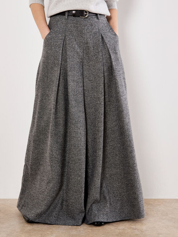 Woven Wide Leg Trousers, Grey, large