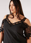 Curve Spitzen-Cold-Shoulder-Top, Schwarz, Größe L