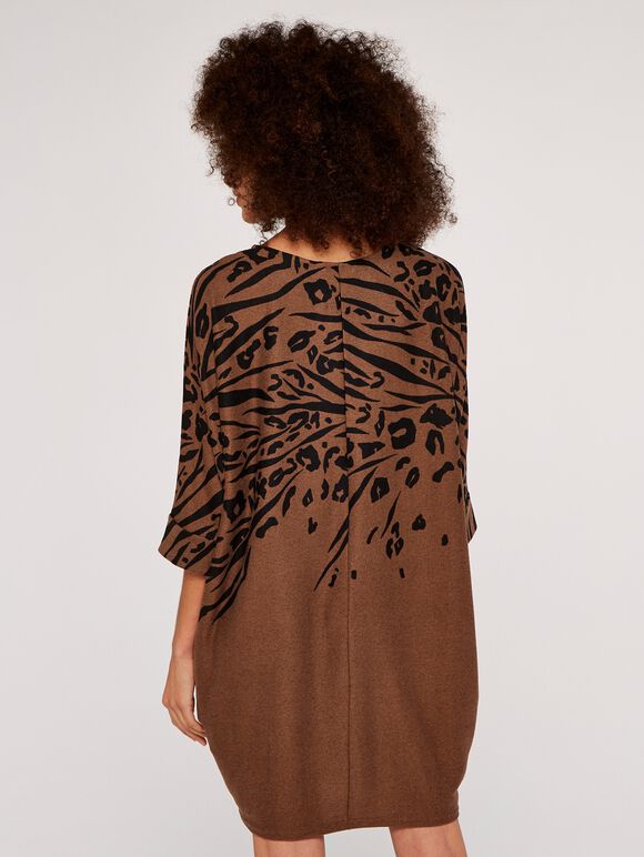 Leopard & Zebra Cocoon Dress, Rust, large