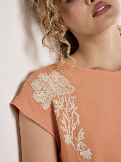 Floral Embroidered Crepe Top