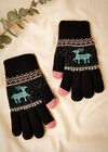 Reindeer Fair Isle Knitted Gloves, Assorted, large