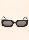 90s Style Square Sunglasses, Black, large