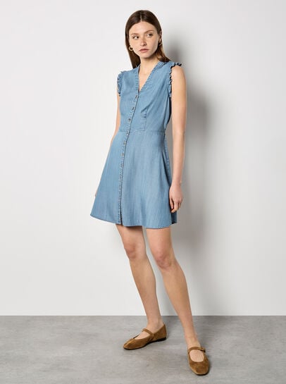 Ruffle Button-Down Mini Dress