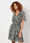 Ditsy Floral Chiffon Mini Dress, Green, large