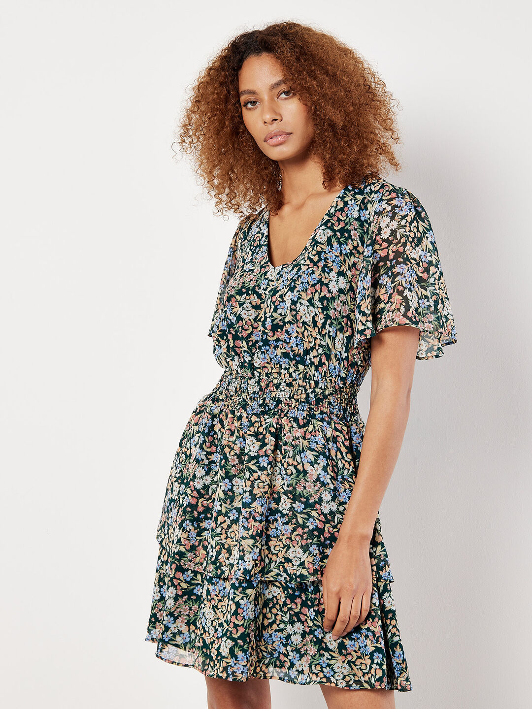 Ditsy Floral Chiffon Mini Dress