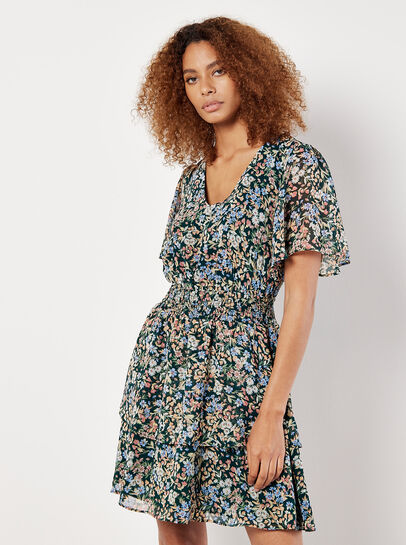 Ditsy Floral Chiffon Mini Dress