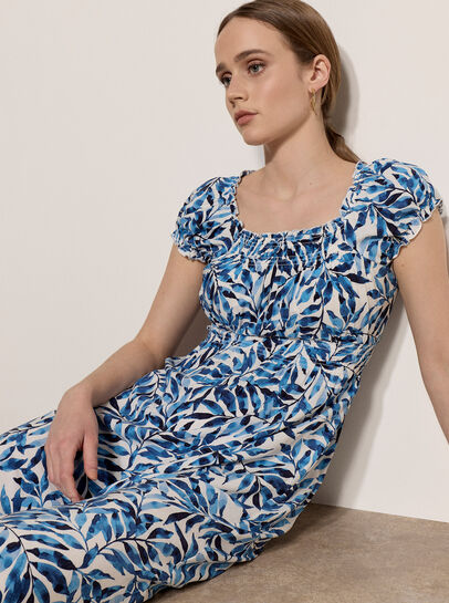 Watercolour Leaf Midi Dress