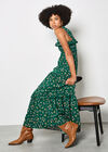 Ditsy Floral Smocked Maxi Dress, Green, large