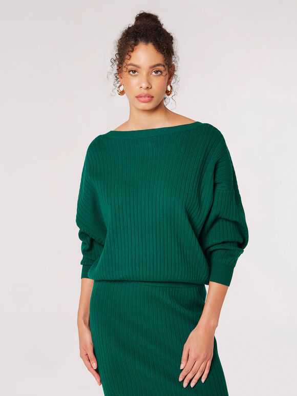 Ribbed Knit Reversible Cardigan Top, Green, large