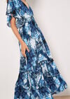 Patchwork Ruffle Tiered Midi Dress, Blue, large